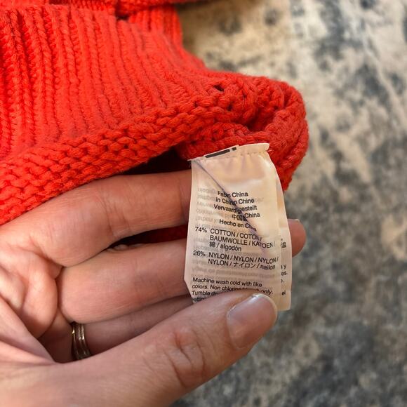 J. Crew Pointelle Stitch Long Sleeve Knit Pullover Sweater Red Women's Size XXS - Picture 4 of 8